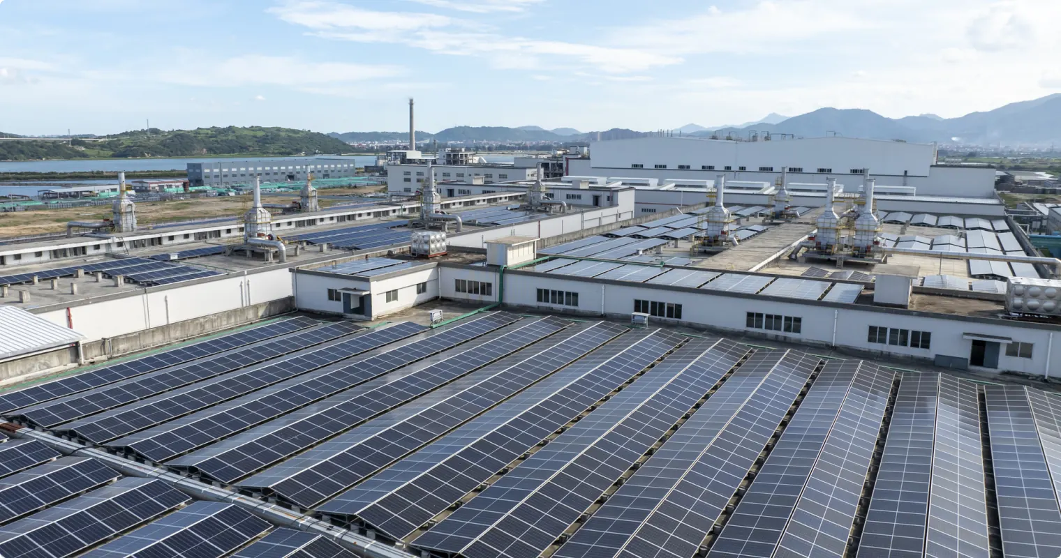 Solar panels at an industrial plant